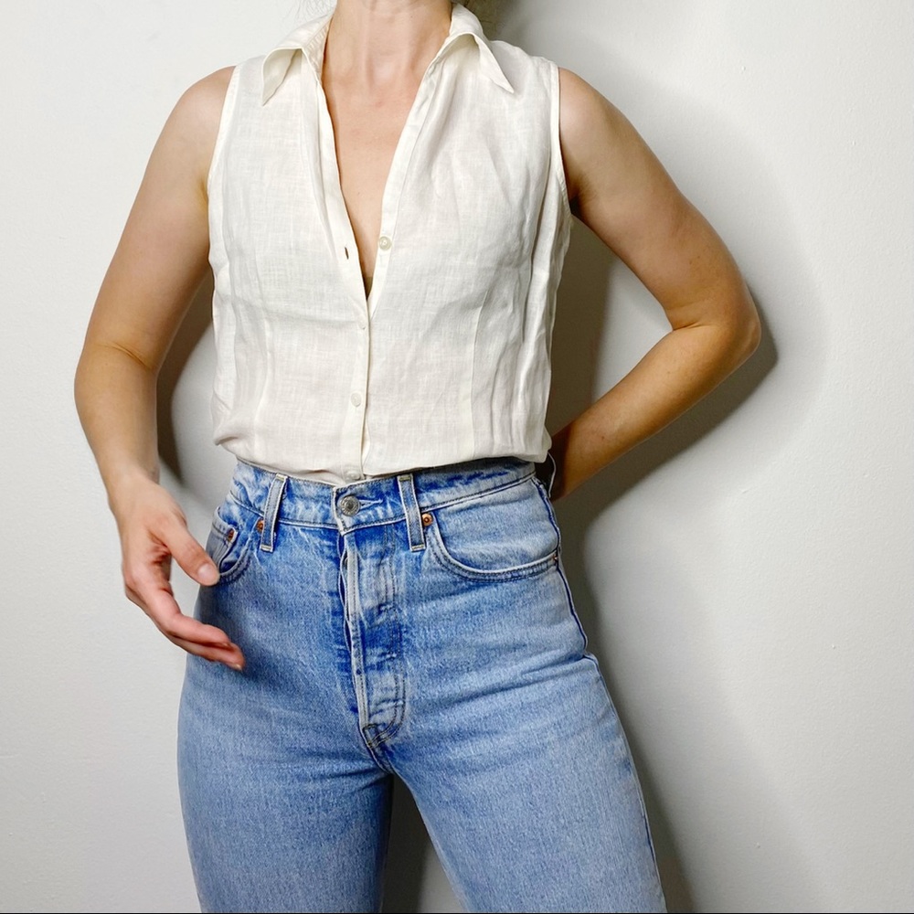 Ann Taylor • Vintage 90’s Pure Irish Linen Tank in White